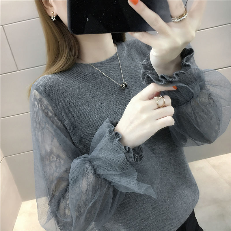 Casual round neck loose sweater women's knitted cardigan 37 01