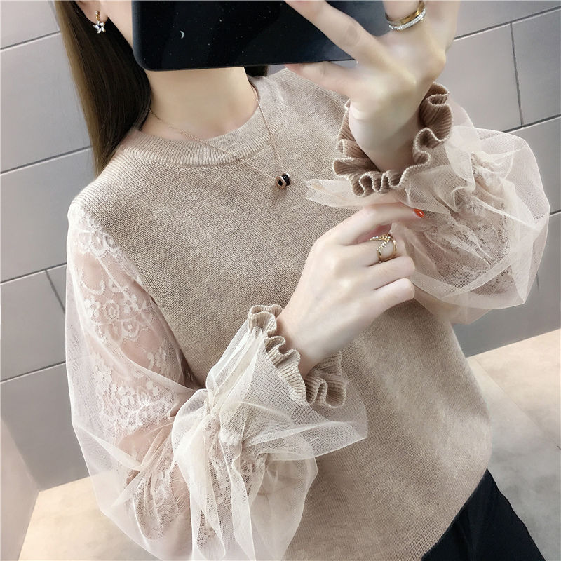 Casual round neck loose sweater women's knitted cardigan 37 02