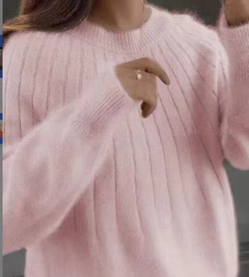 Cherry red sweater solid color twisted bottoming shirt 55