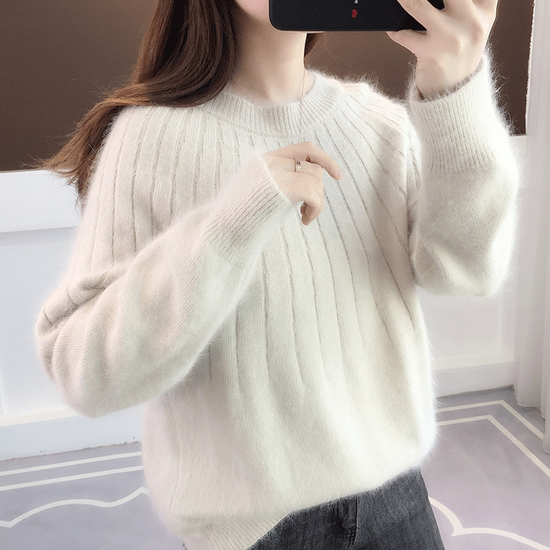 Cherry red sweater solid color twisted bottoming shirt 55
