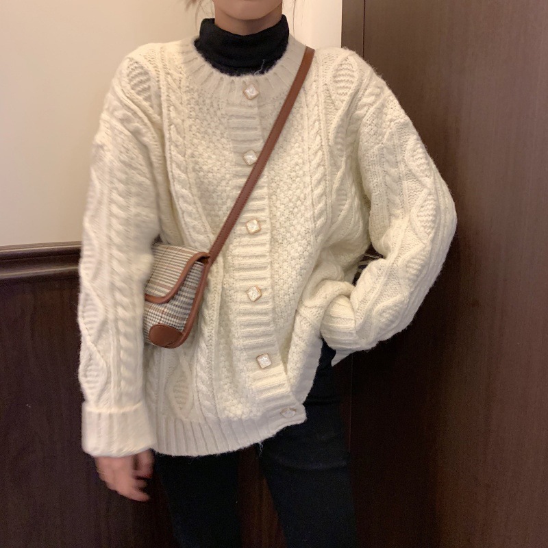 Gentle knitted cardigan cable sweater coat 11