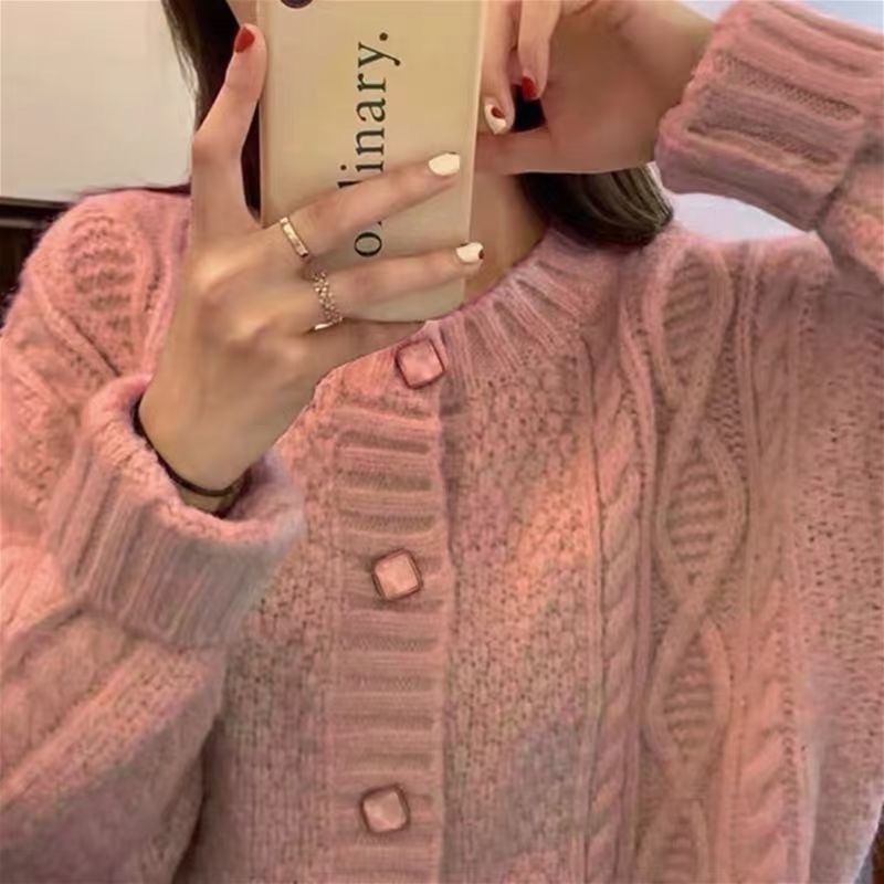 Gentle knitted cardigan cable sweater coat 11