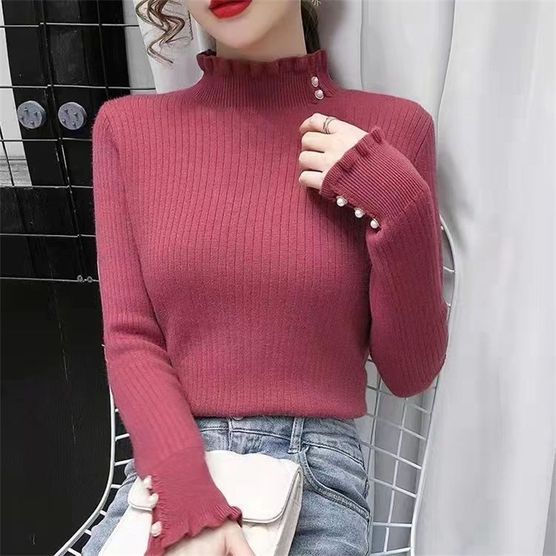 Half turtleneck warm base knit sweater top 31 01