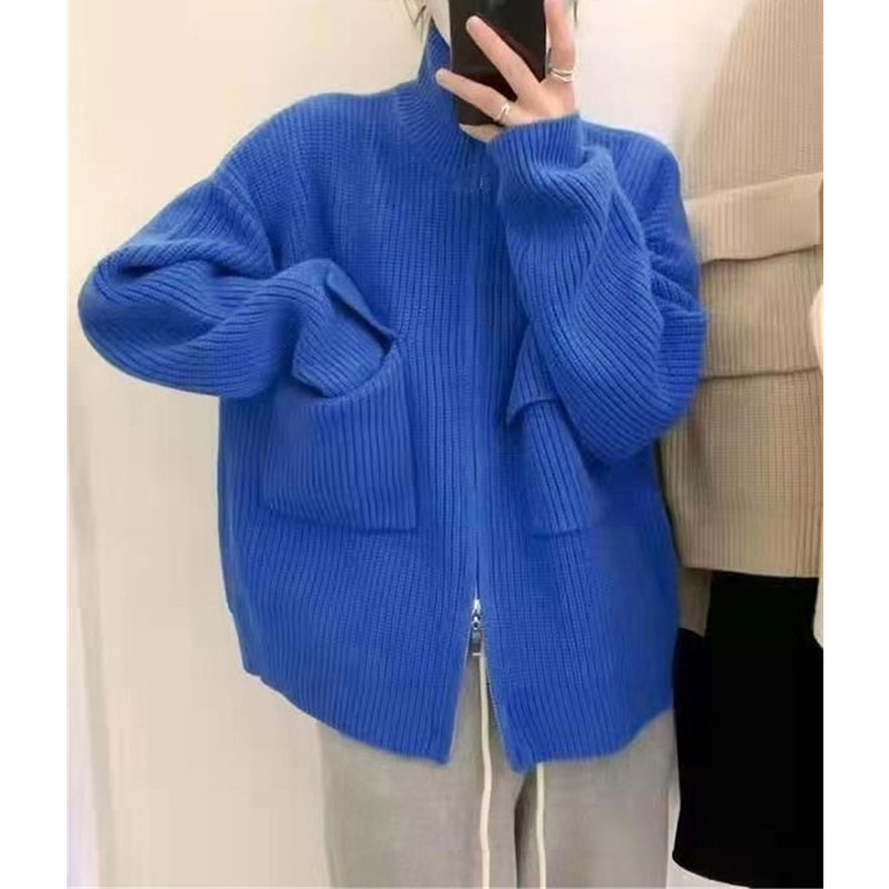 Hooded knitted cardigan thick lazy style jacket 53