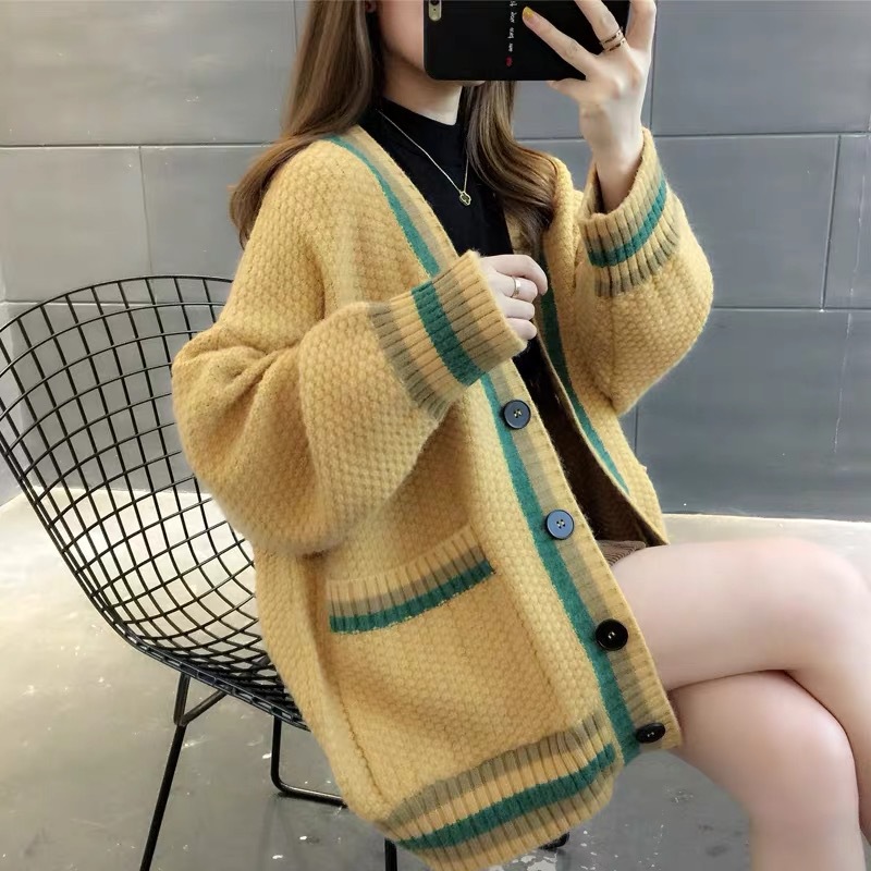 Loose Temperament Striped Contrast Thickened Jacket 13 02