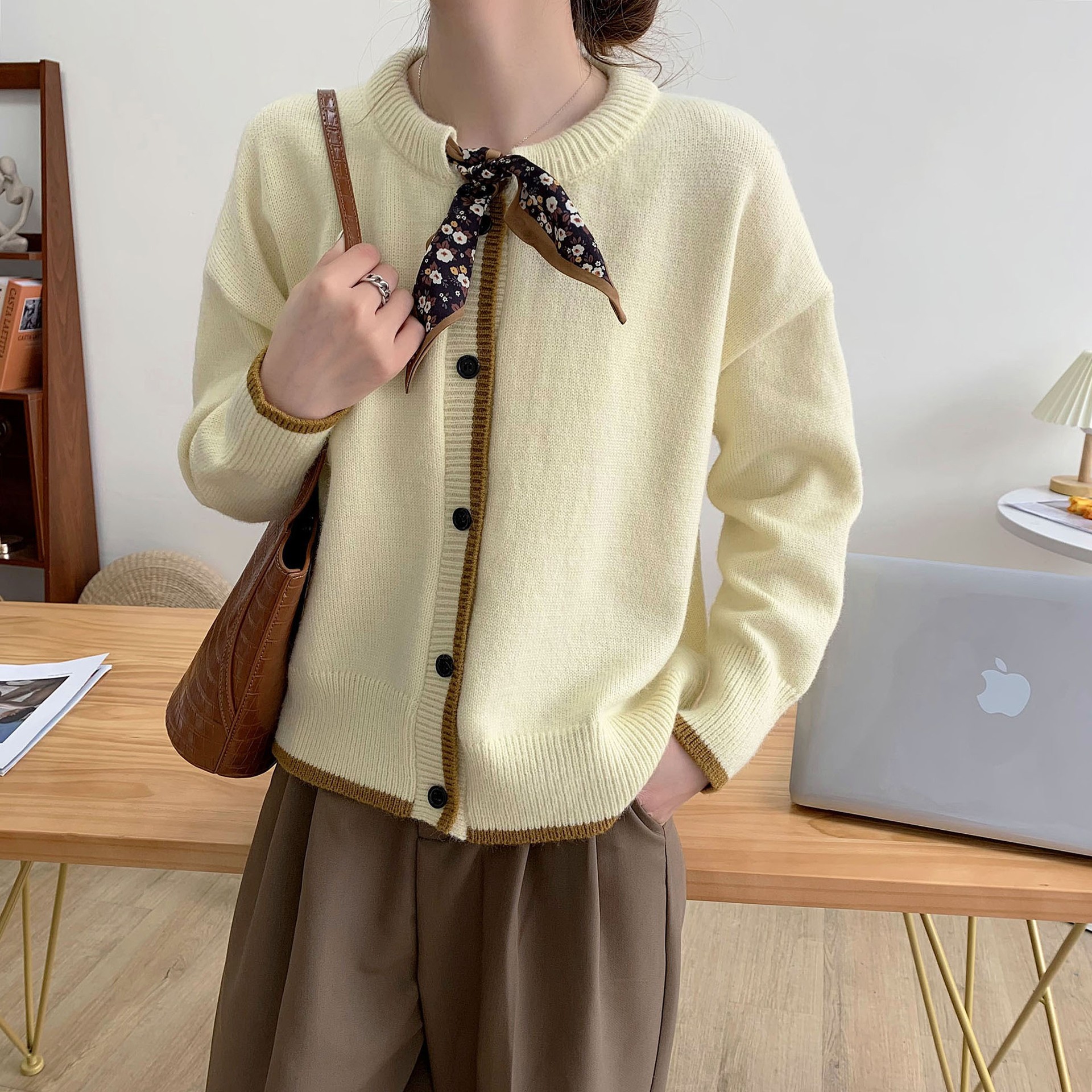 Autumn simple retro sweater cardigan 40