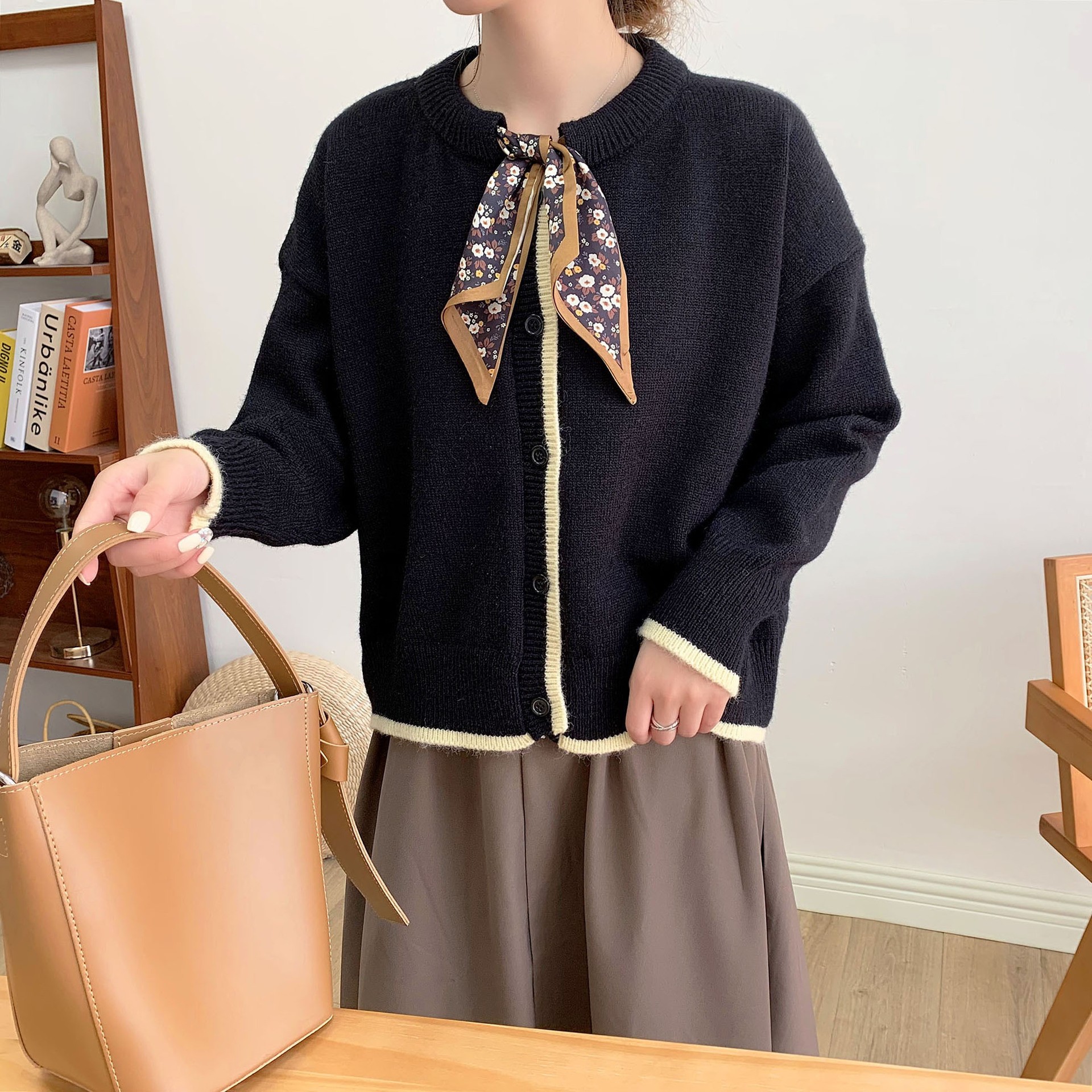 Autumn simple retro sweater cardigan 40