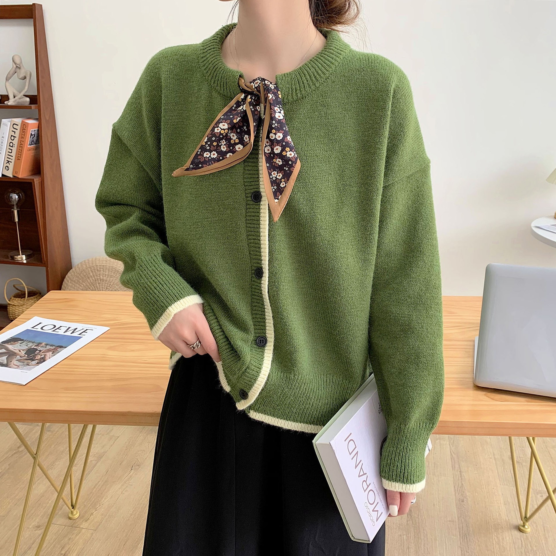 New autumn simple retro sweater cardigan 1 01