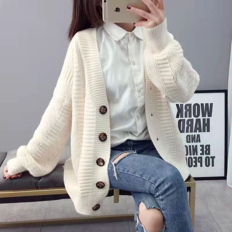 New lazy style lantern sleeve sweater knitted cardigan jacket 6