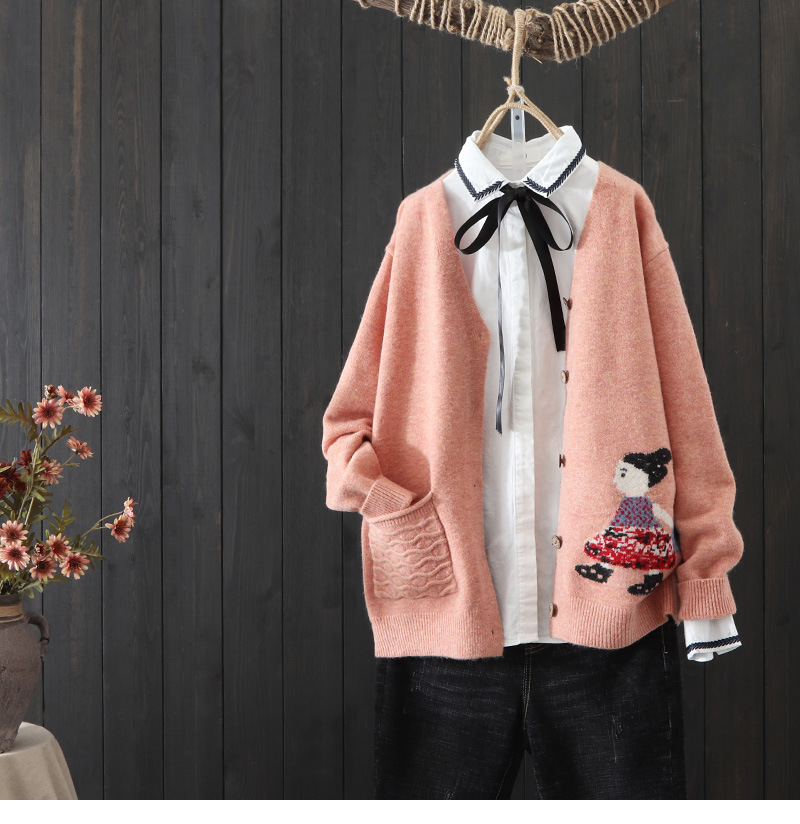 New Spring and Autumn Temperament Casual V-neck Jacquard Cardigan Jacket 43