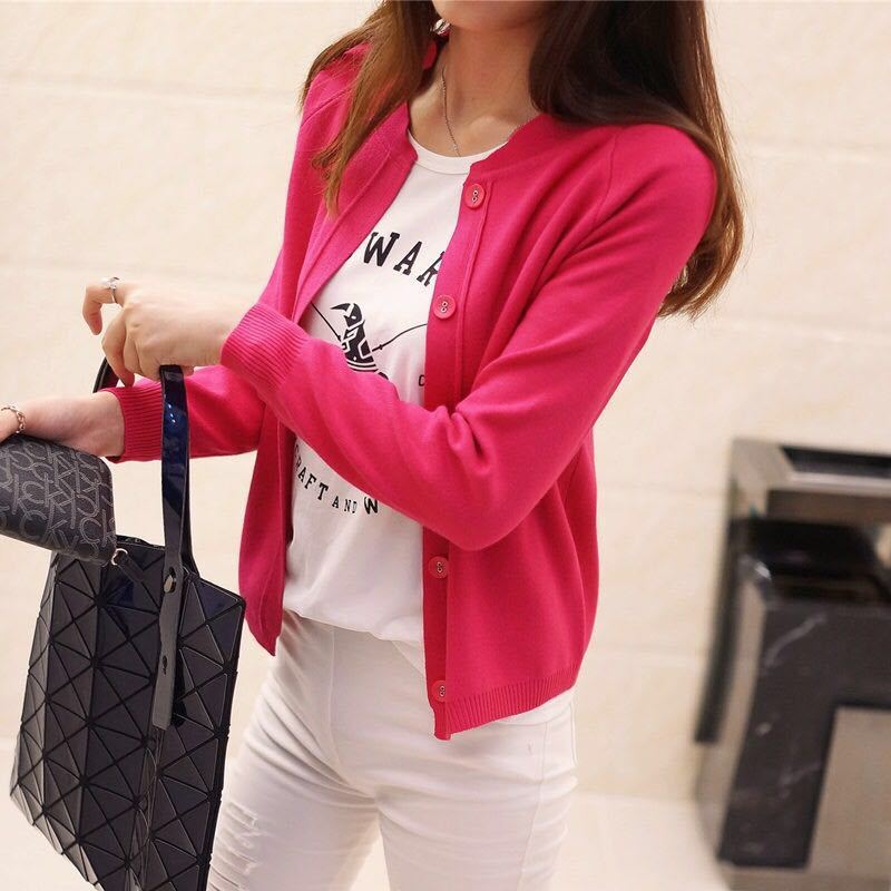 Thin candy color crew neck loose sweater 38