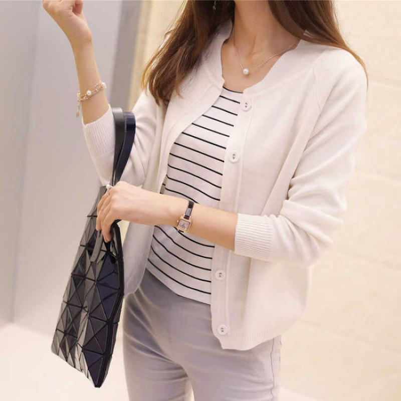 Thin candy color crew neck loose sweater 38