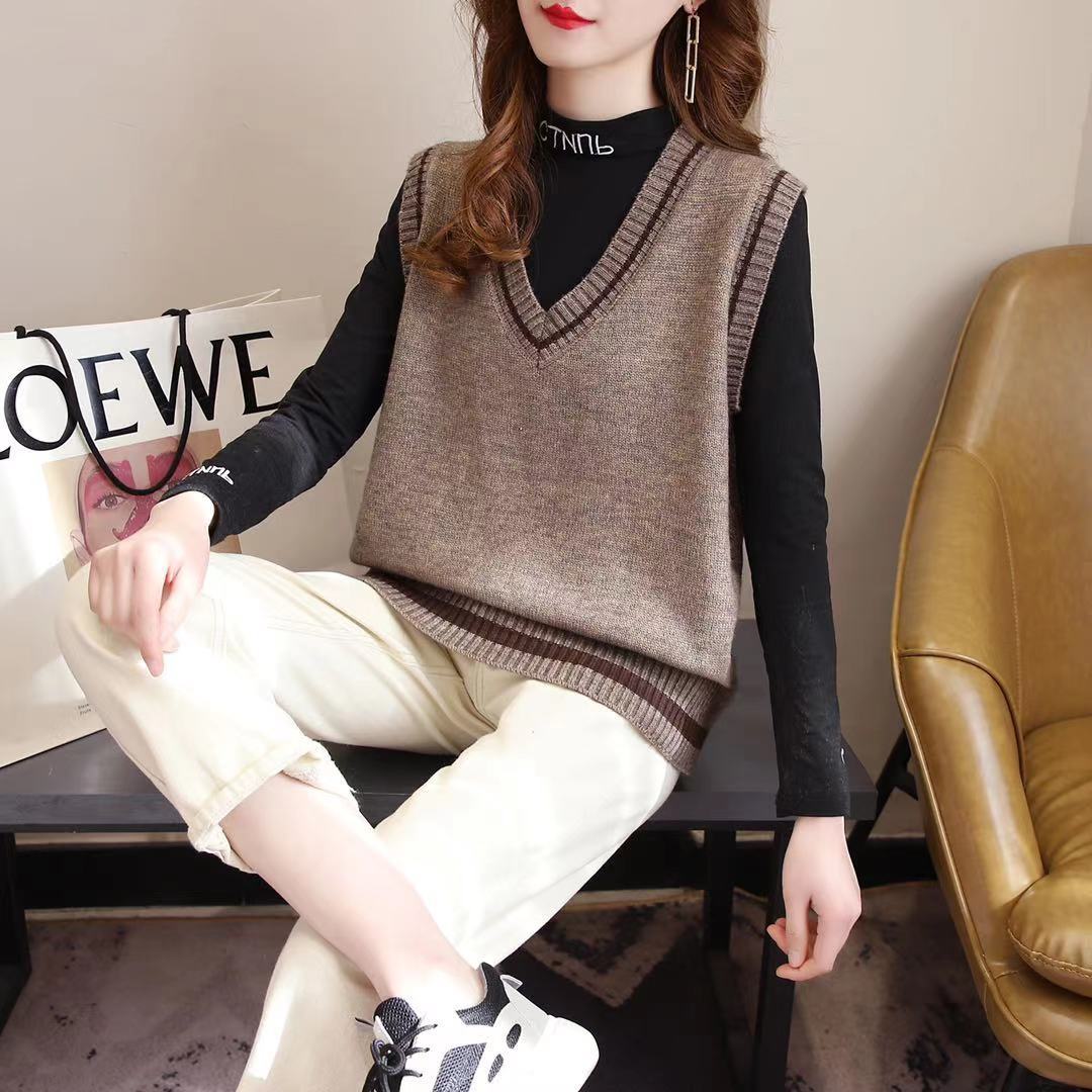 V-neck knitted vest women's loose wool layered vest 22