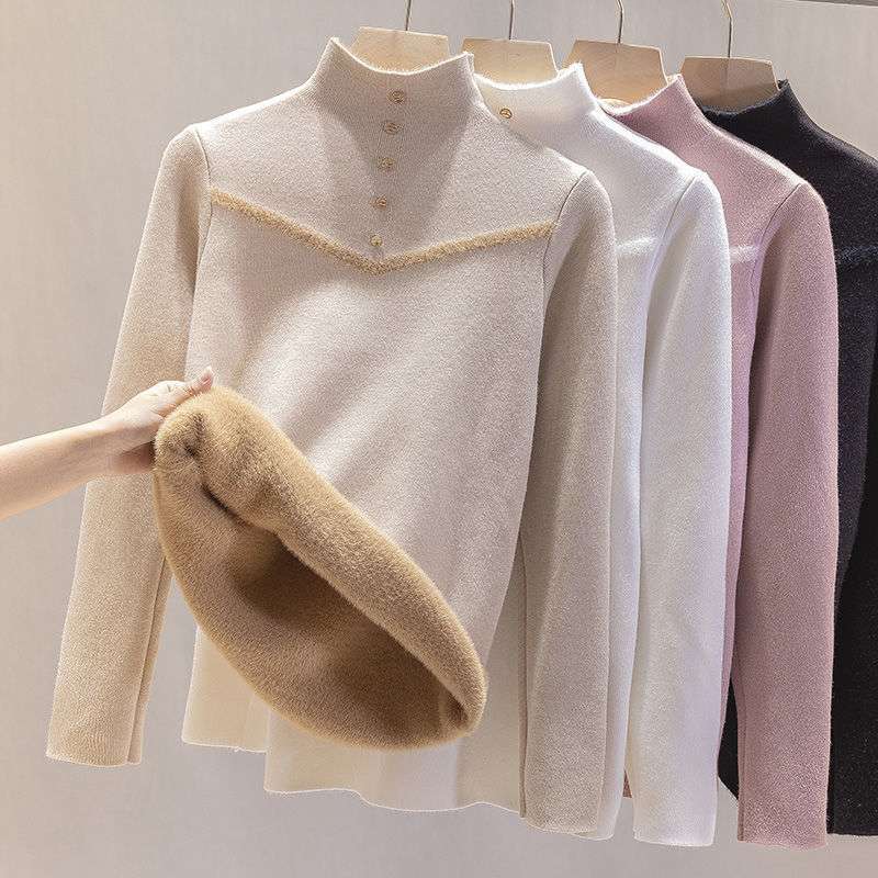 New Women's half turtleneck loose sweater knitted bottoming shirt 59