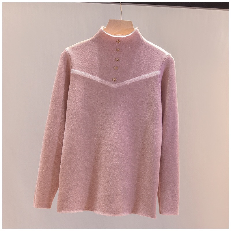 New Women's half turtleneck loose sweater knitted bottoming shirt 59