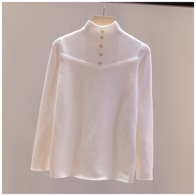 New Women's half turtleneck loose sweater knitted bottoming shirt 59