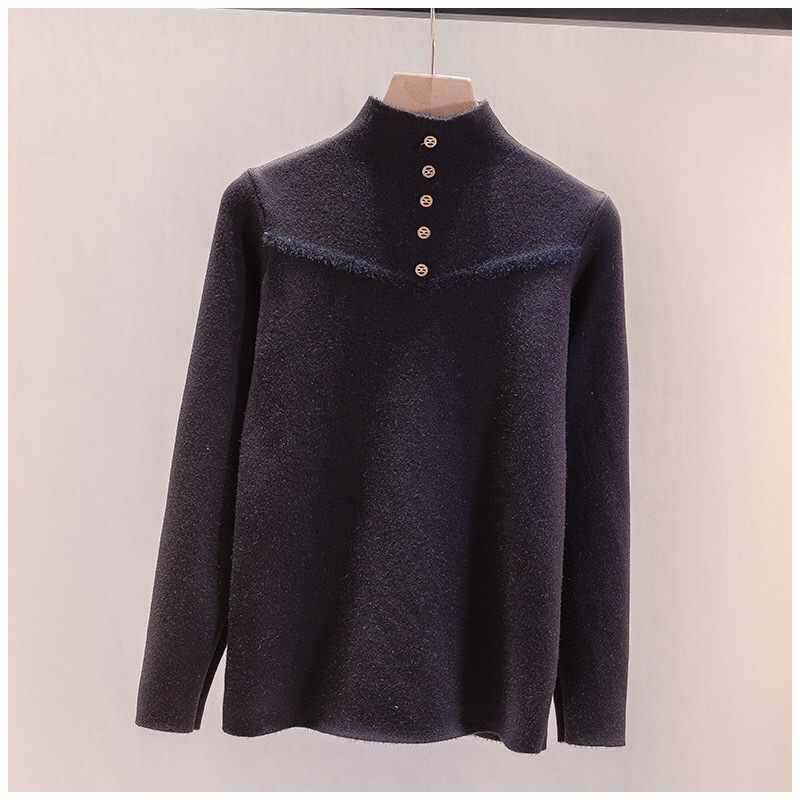 New Women's half turtleneck loose sweater knitted bottoming shirt 59