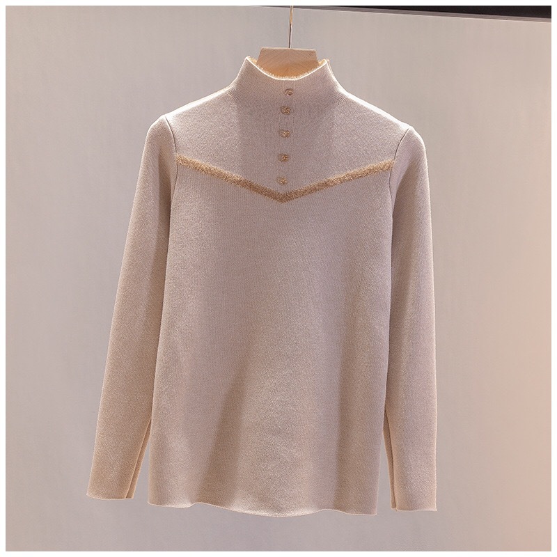 New Women's half turtleneck loose sweater knitted bottoming shirt 59