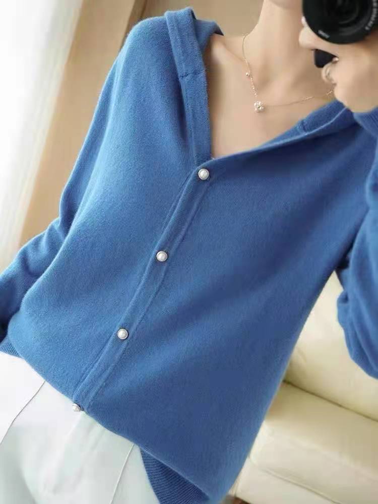 Women's solid color cardigan sweater 39